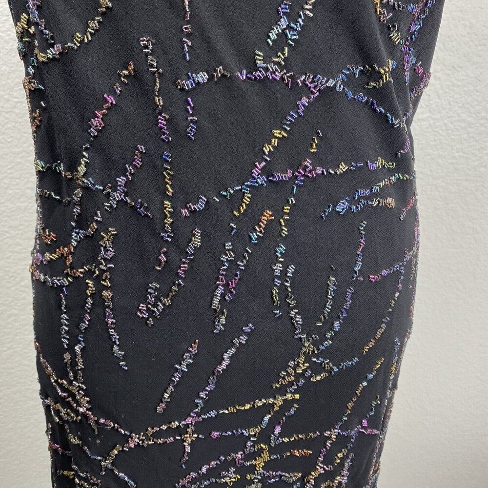 Rue De La Paix Dress Women's Black Sz 30 M Rainbow Beaded Asymmetrical Hem Fairy - Picture 7 of 16